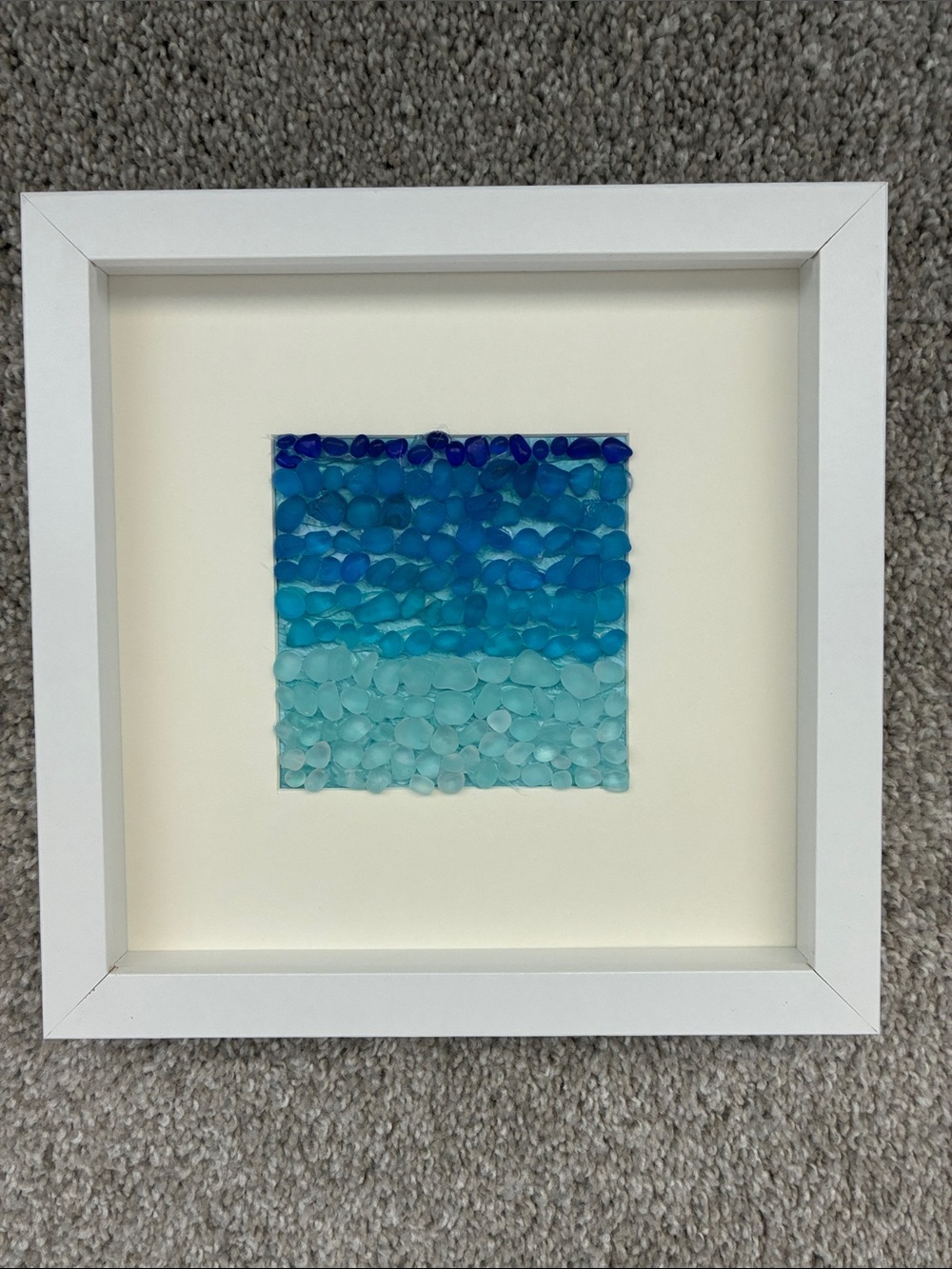 Framed Sea Glass Gradient Wall Art - Blue Ombre